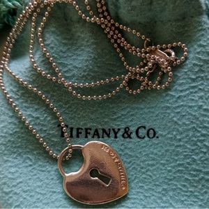 Authentic Tiffany heart lock on 20” ball chain Sterling Silver
